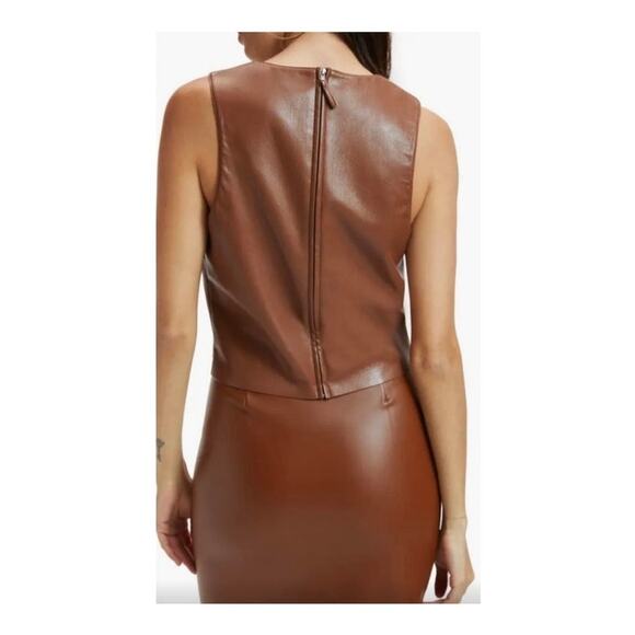 Good American | Better Than Leather Shell Crop Tank Burnt Caramel Size 5 2XL - Picture 5 of 9